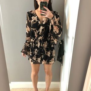 Black, floral romper. Size small